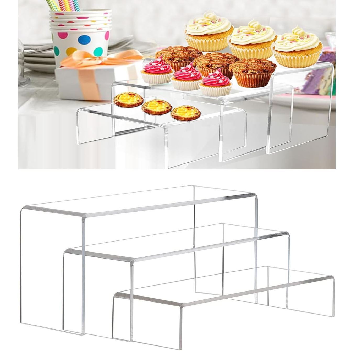 Pop Display Shelf - 3 sztuki akrylowych półek ekspozycyjnych, przezroczyste