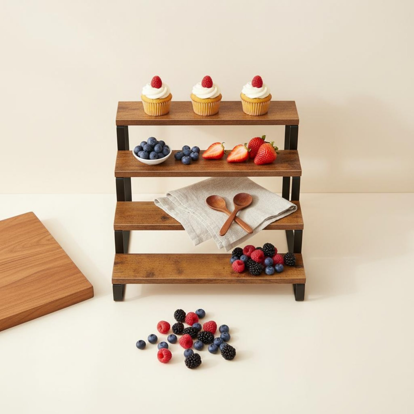 Display Risers Set - 4-poziomowy drewniany stojak na desery, oszczędzający